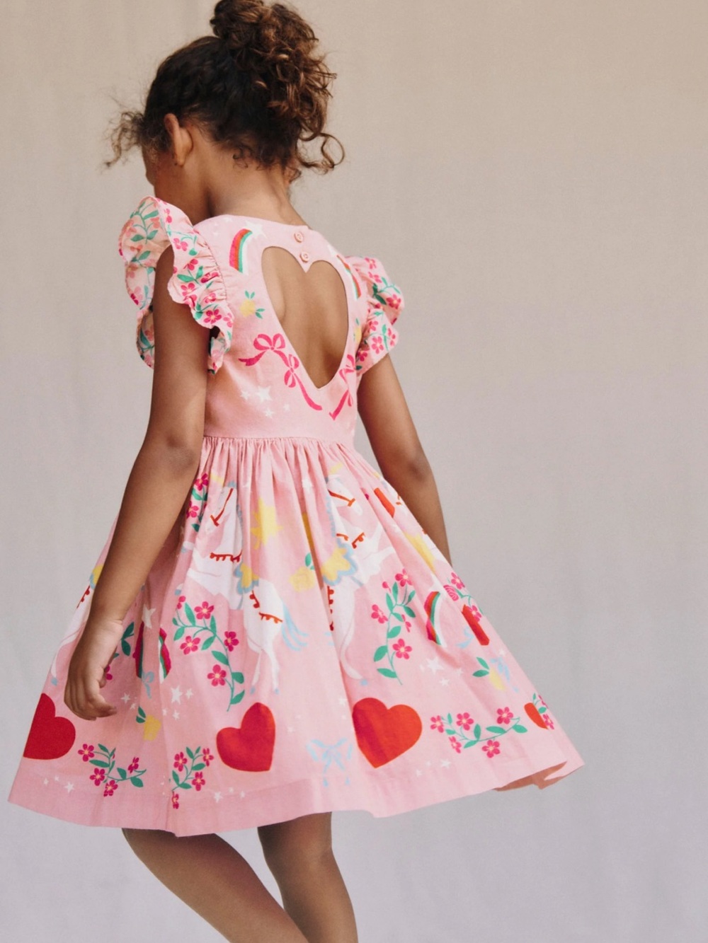 Heart Back Dress
Bubblegum Pink Unicorn print Pink Heart Back Twirl Dress Sz 6-7